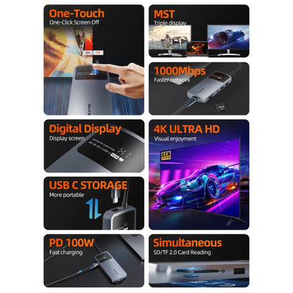 CABLETIME CB83G | 10-in-1 USB-C Dual HDMI Docking Station | 4K 30Hz HDMI, 1000Mbps LAN, 100W PD | MacBook, Dell, HP, Lenovo, Surface