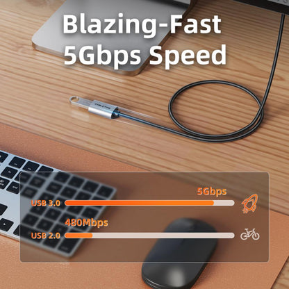 CABLETIME CA17 USB 3.0 A Male to Female Extension Cable | 0.5m – 3m | 5Gbps Speed | Aluminum Shell & Braided Jacket