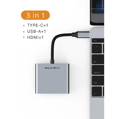 CABLETIME CB42G 3-in-1 USB-C Hub | HDMI 4K | USB 3.0 | PD 100W | Portable Adapter
