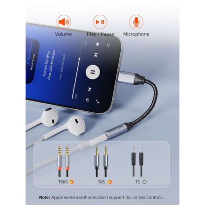 CABLETIME CPA6G USB-C to 3.5mm Audio Adapter | Hi-Fi DAC | Mic & Control Support | Durable Braided Design