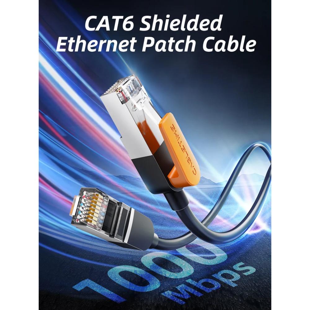 CABLETIME CN61 Cat 6 Gigabit Ethernet FTP Shielded Cable | 1000Mbps | 250MHz | RJ45 | Gold-Plated | 0.5m–20m
