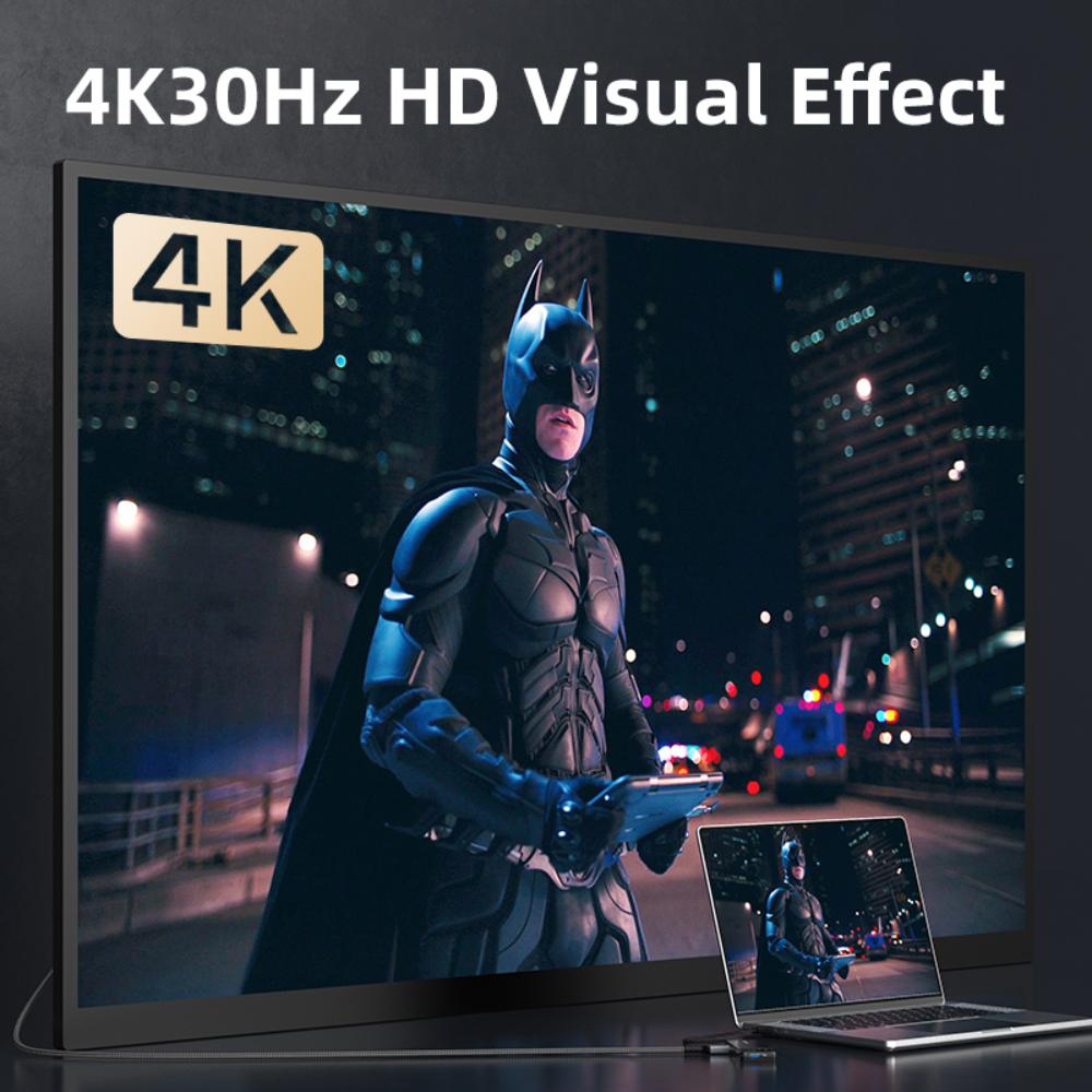 CABLETIME CB04B | 6-in-1 USB-C Multiport Hub (4K HDMI, 100W PD, 5Gbps USB 3.0, SD/TF) | 0.2m Transparent Design