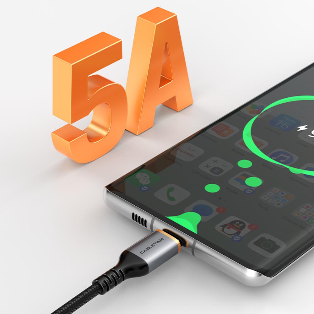 CABLETIME CA50 USB-A to USB-C Cable | 5A Super Fast Charging | Nylon Braided | 0.5m / 1m / 2m