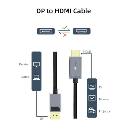 CABLETIME CD30K DisplayPort to HDMI Cable | 4K 60Hz UHD Video, Gold-Plated Connectors, 1.8m Length