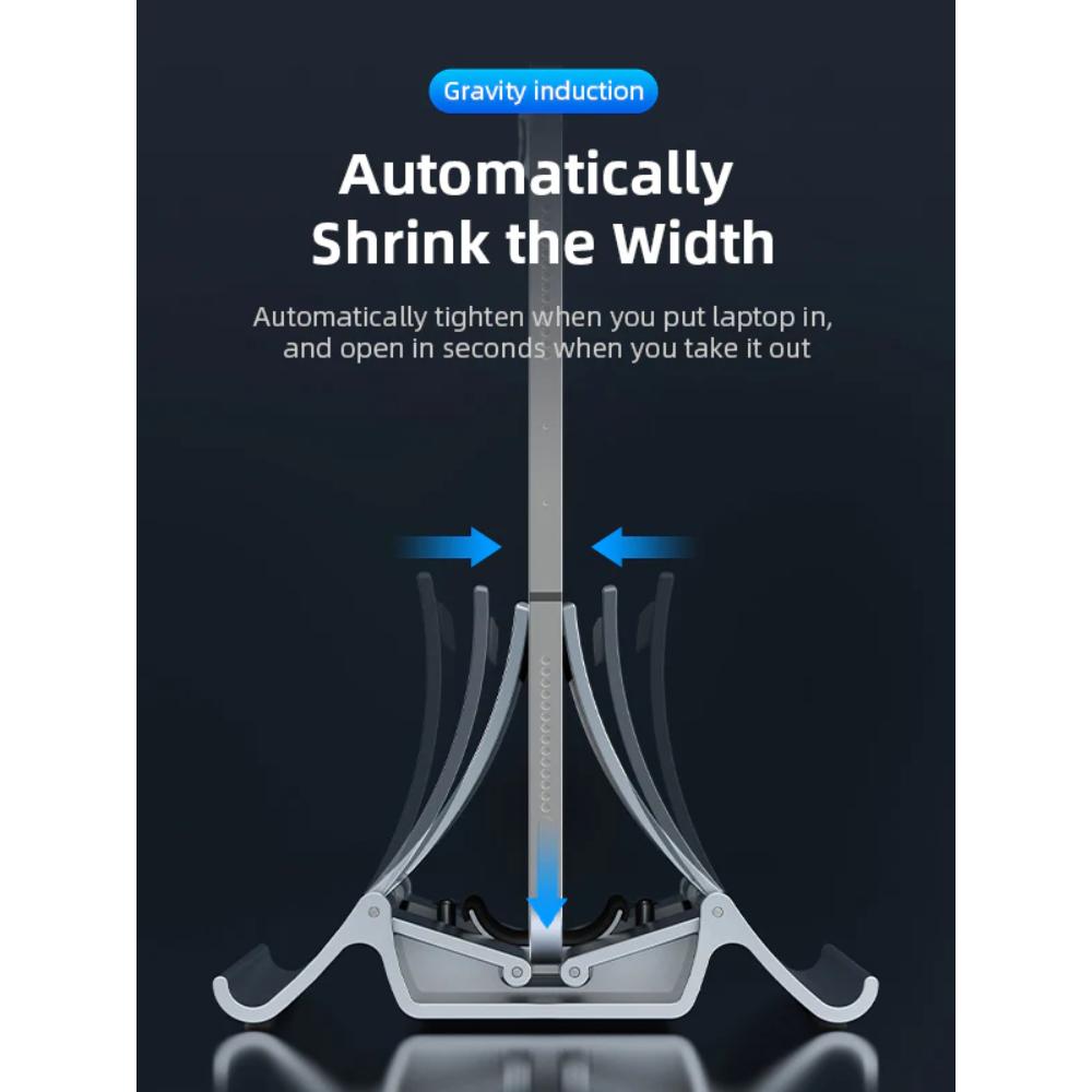 CABLETIME CS15G | Vertical Adjustable Laptop Stand | Gravity Self-Locking Design, Dual Device Support, Non-Slip Base