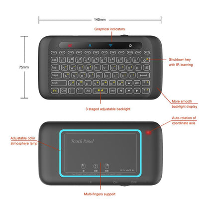 H20 Universal Mini Backlight Touchpad Wireless Keyboard Air Mouse Controller