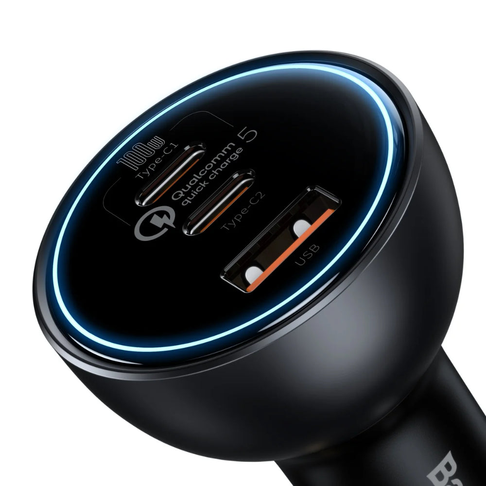 Baseus Quick Charge™ 5 | Multi-Port Car Charger | 160W Total Output | Dual USB-C + USB-A | QC5 + PD Fast Charging | Intelligent Power Distribution | For Laptops, Tablets, Phones, Dashcams
