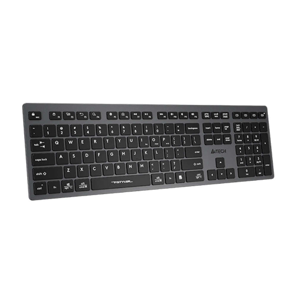 A4Tech FBX50C Fstyler Wireless Keyboard | Bluetooth + 2.4GHz, Scissor Switch, Rechargeable, US Layout