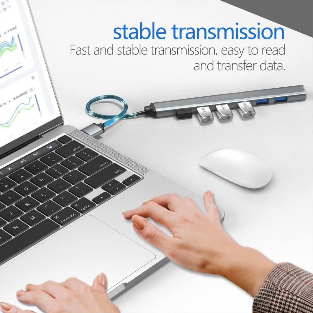 Speed-X SP-UH307AL | 7-Port USB 3.0 Ultra Slim Hub | Aluminum Alloy | Portable High-Speed Hub