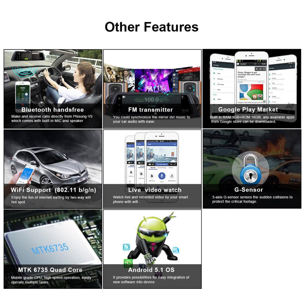 L830 Car DVR Mirror Dual Camera | 4.3" Display | Front & Rear 1080P Recording | Parking Monitor