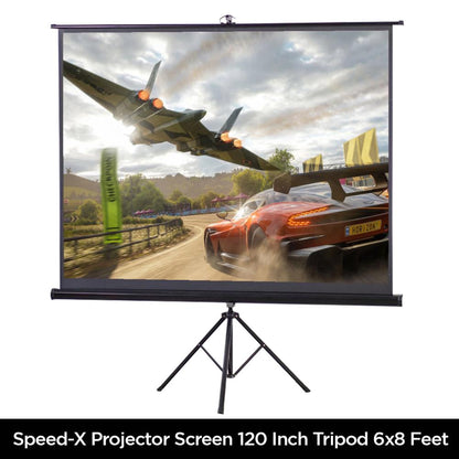 Speed-X Projector Screen 120-Inch | Tripod Portable | 6×8 Feet | 4:3 Aspect Ratio