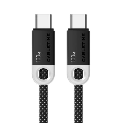 CABLETIME CUP1 USB-C to USB-C Fast Charge Cable | 100W Power Delivery | Braided Jacket & Smart Chip