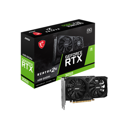 MSI VENTUS GeForce RTX 3050 2X E | 6G OC Graphics Card | NVIDIA GeForce RTX 3050 | 6GB GDDR6 | PCIe 4.0 | HDMI 2.1 | DP 1.4a