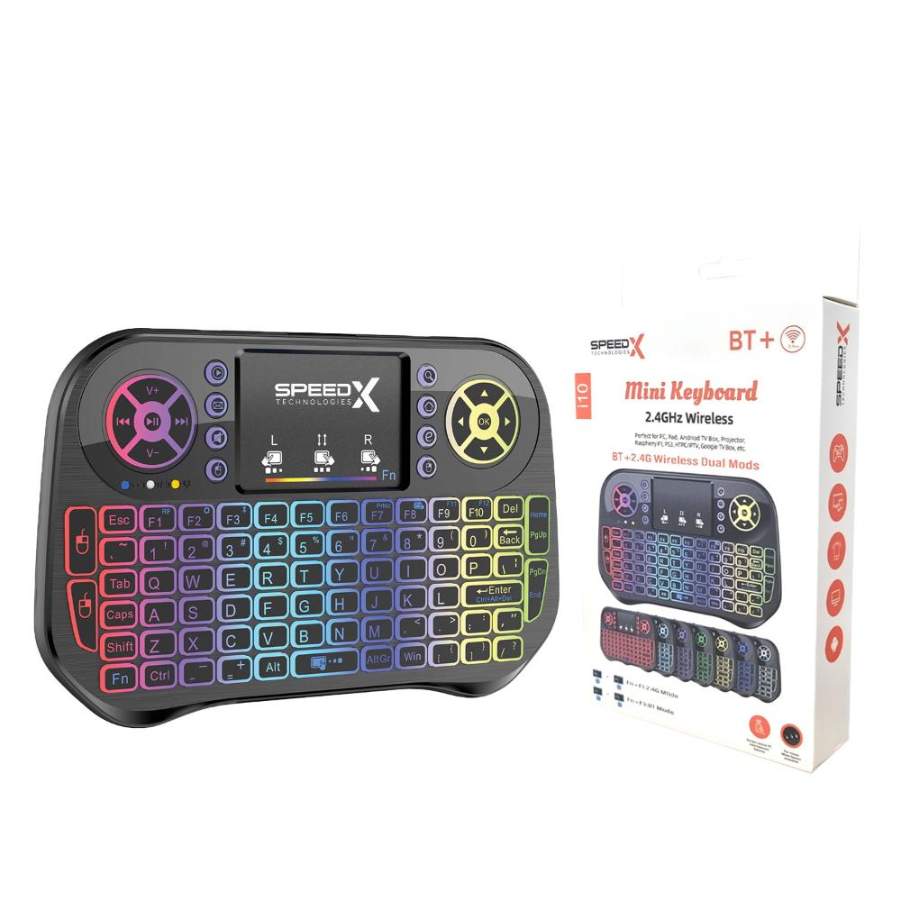 Speed-X I10 Mini Wireless+bluetooth Touchpad 7 Color Backlit Light 2.4ghz