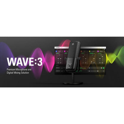 Elgato Wave:3 USB Condenser Microphone | 24-bit/96kHz | Clipguard Anti-Distortion | Streaming & Podcast Mic