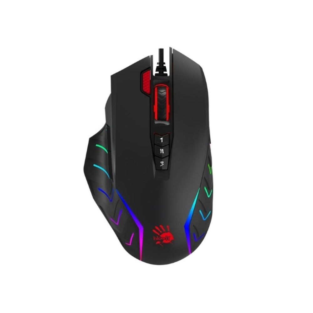 Bloody J95S Max | 2‑Fire RGB Animation Gaming Mouse – Stone Black Activated USB Edition