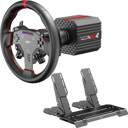 PXN VD4 Bundle Direct Drive Racing Wheel | 4Nm Force Feedback | 11" W AS Wheel | Hall-Effect Pedals | PC Racing Simulator