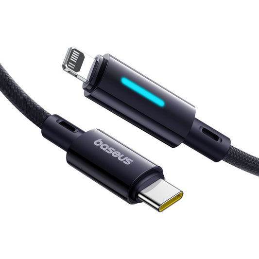 Baseus Lit | USB-C to Lightning Cable | 20W PD Fast Charging | Button-Control LED Display | 480Mbps Data | 1 Meter / 2 Meter | For iPhone, iPad, AirPods