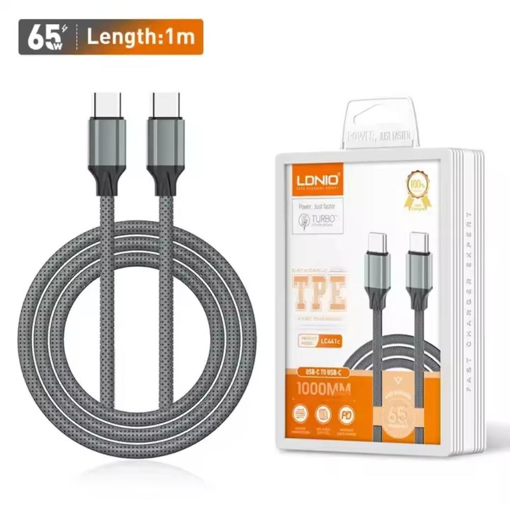 LDNIO LC441C 65W USB-C to USB-C Fast Charging & Data Cable | 1 Meter | Power Delivery | Grey