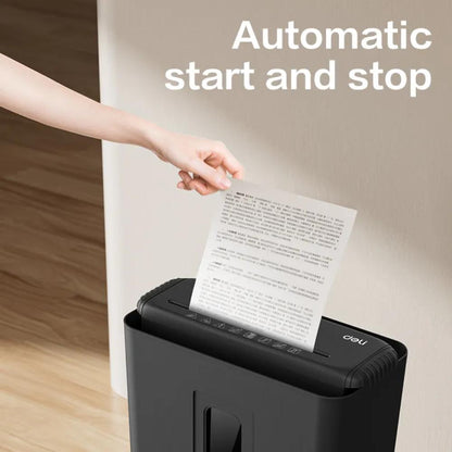 Deli ET102SC Strip-Cut Paper Shredder | 6-Sheet Capacity | 12L Bin | Compact Office Shredding Machine
