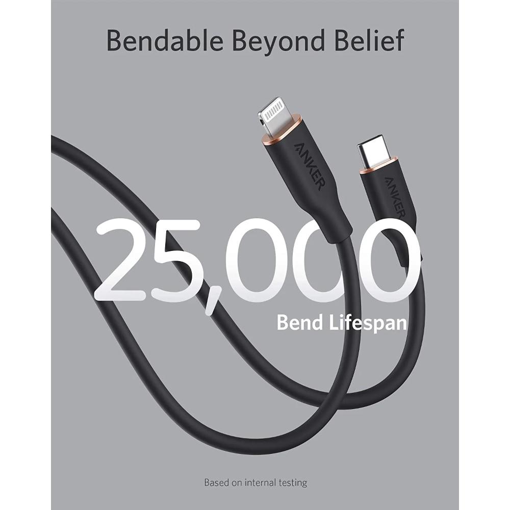 Anker 641 USB-C to Lightning Cable A8662 (Flow Silicone) | Fast Charging MFi Cable