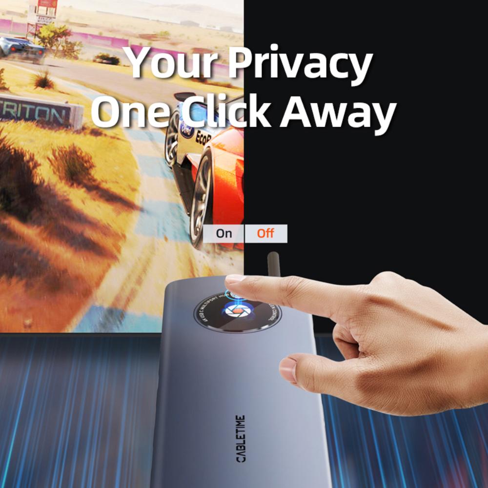 CABLETIME CB93G | 6-in-1 USB-C Multiport Travel Hub | 4K HDMI | 2× USB-A 3.0 5Gbps | SD/TF Reader 104Mbps | USB-C PD 100W | Aluminum + Braided Cable