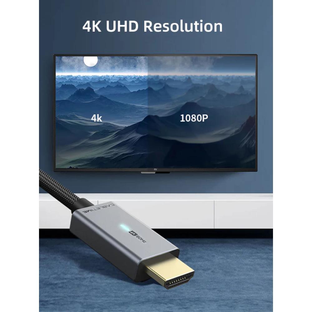 CABLETIME CD30K DisplayPort to HDMI Cable | 4K 60Hz UHD Video, Gold-Plated Connectors, 1.8m Length