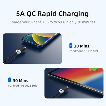 CABLETIME CUP1 USB-C to USB-C Fast Charge Cable | 100W Power Delivery | Braided Jacket & Smart Chip