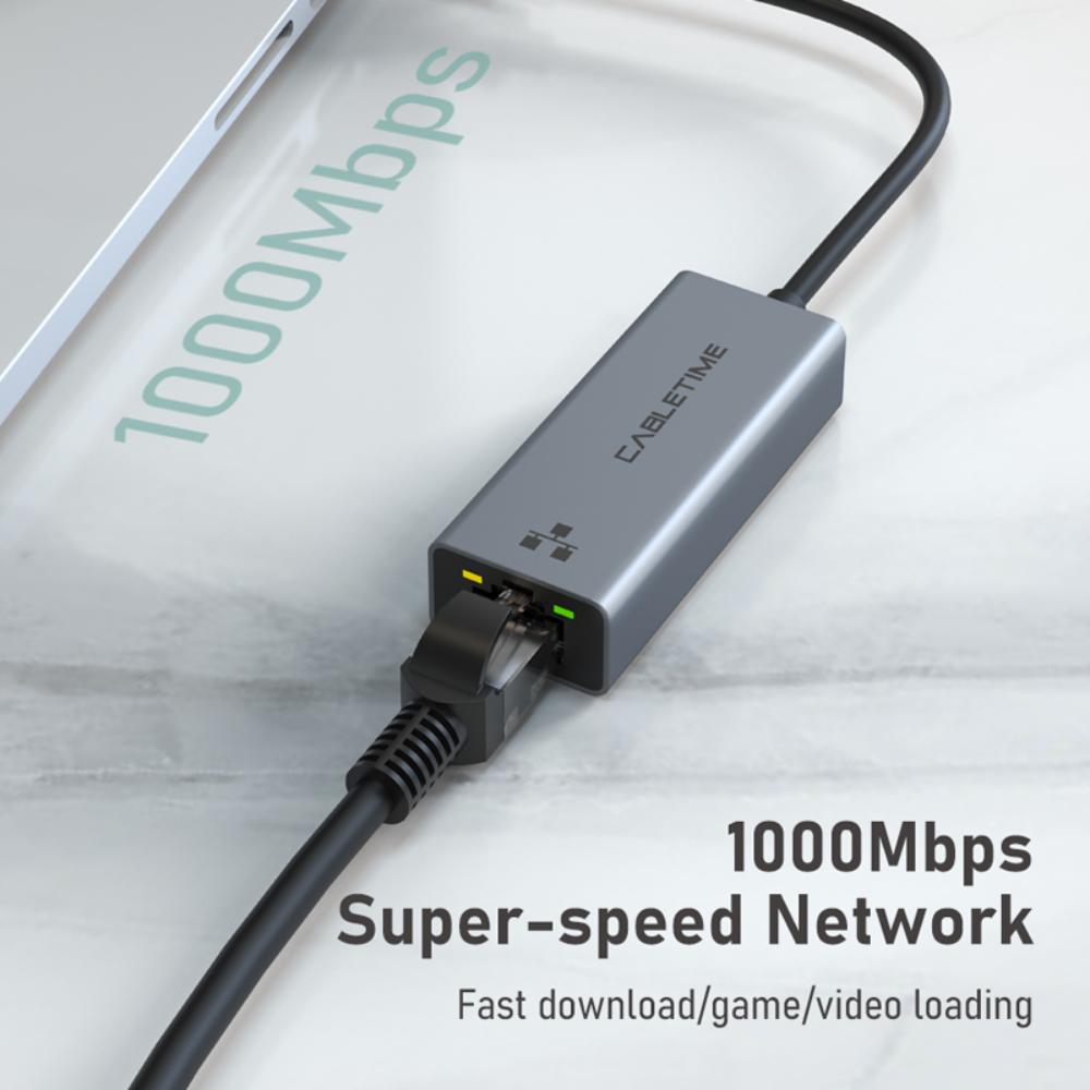 CABLETIME CB50G USB 3.0 to Gigabit Ethernet Adapter | 1000Mbps LAN | USB-A to RJ45 | High-Speed Wired Network Solution
