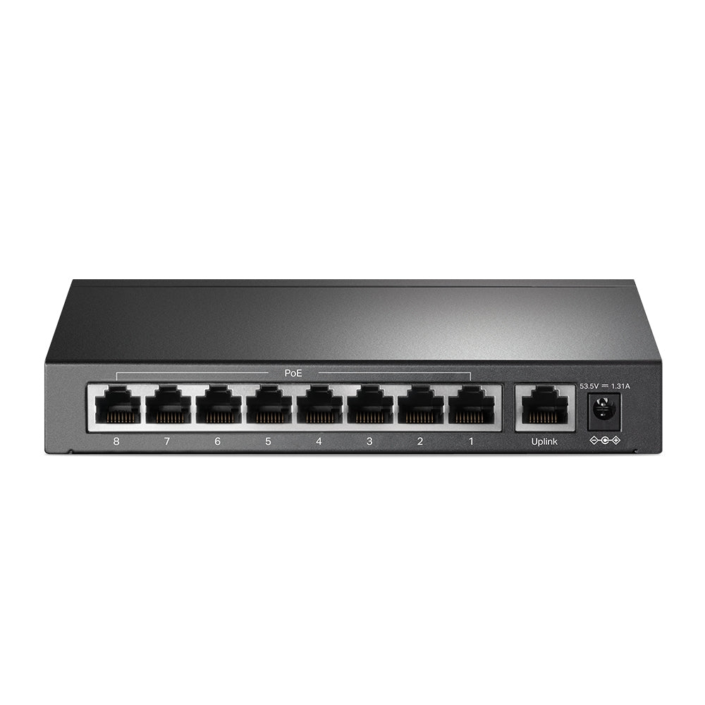 TP-Link TL-SF1009P 9-Port 10/100Mbps Desktop Switch with 8-Port PoE+ | Secure PoE Deployment with Extended Range and Traffic Control