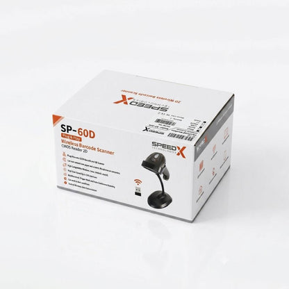 Speed-X 60D 2D Wireless Barcode Scanner | 2.4GHz Wireless | USB Receiver | CMOS Sensor | Charging Stand Included