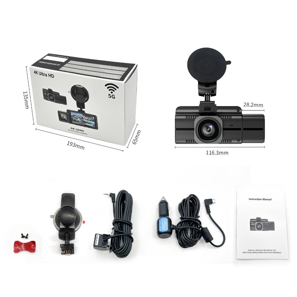F6 3-Channel Dashcam | 4K Ultra HD + Dual 1080P | WiFi 6 | GPS Compatible Triple Camera System