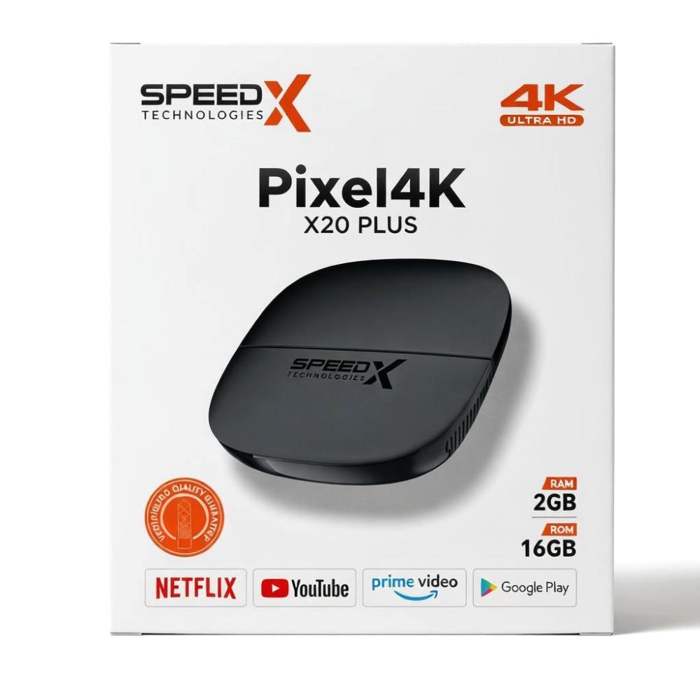 Speedx Pixel4K X20 Plus Android TV Box | Allwinner H313 Quad-Core | 2GB RAM | 16GB Storage | Android 10 | 4K UHD | Air Mouse with Voice Control