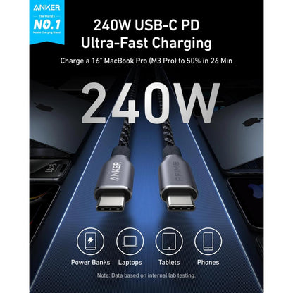 Anker 140W 4-Port GaN Charger B2697 (PD 3.1) + 240W USB-C Cable | Fast Charging Bundle