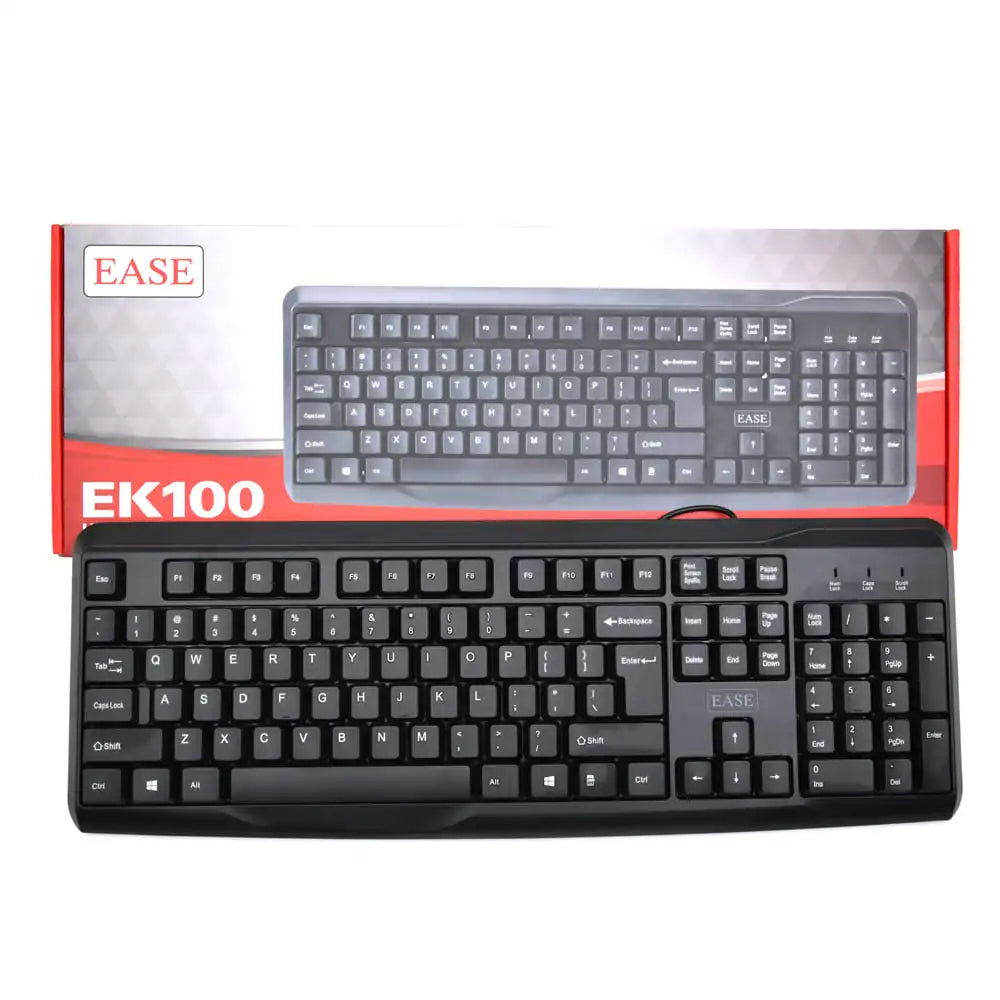 EASE EK100 Wired Keyboard | Durable, Comfortable, and Reliable