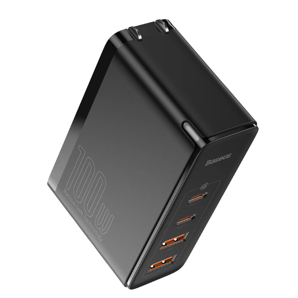 Baseus GaN2 Pro Series | Quick Charger | 2 × USB-C PD + 2 × USB-A QC | 100W Total Output | GaN2 Technology | CN Plug | Black | For Laptops, Tablets, Phones, USB-C & USB-A Accessories