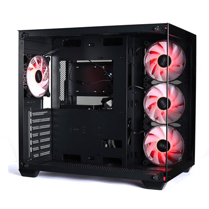 EASE EC124B Tempered Glass Gaming Case | 4x Infinity ARGB Fans | Panoramic View | Type-C | Water Cooling Support