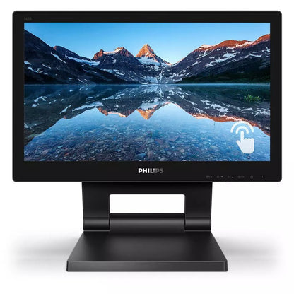 PHILIPS 162B9T | 15.6" LED Touch Monitor | 10-Point Projected Capacitive Touch | SmoothTouch Technology | 1366 × 768 HD Resolution | IP65 Front Panel | HDMI + VGA + USB | Articulating Stand | For POS, Kiosks, Industrial, and Educational Use