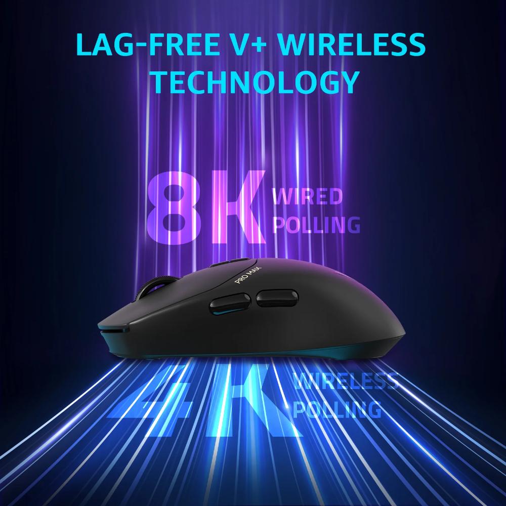 Rapoo VT1 Pro Max Wireless Gaming Mouse | 45,000 DPI | 8K Wired / 4K Wireless | 750 IPS | 50G Acceleration | 59g Ultralight | 60M Omron Switches