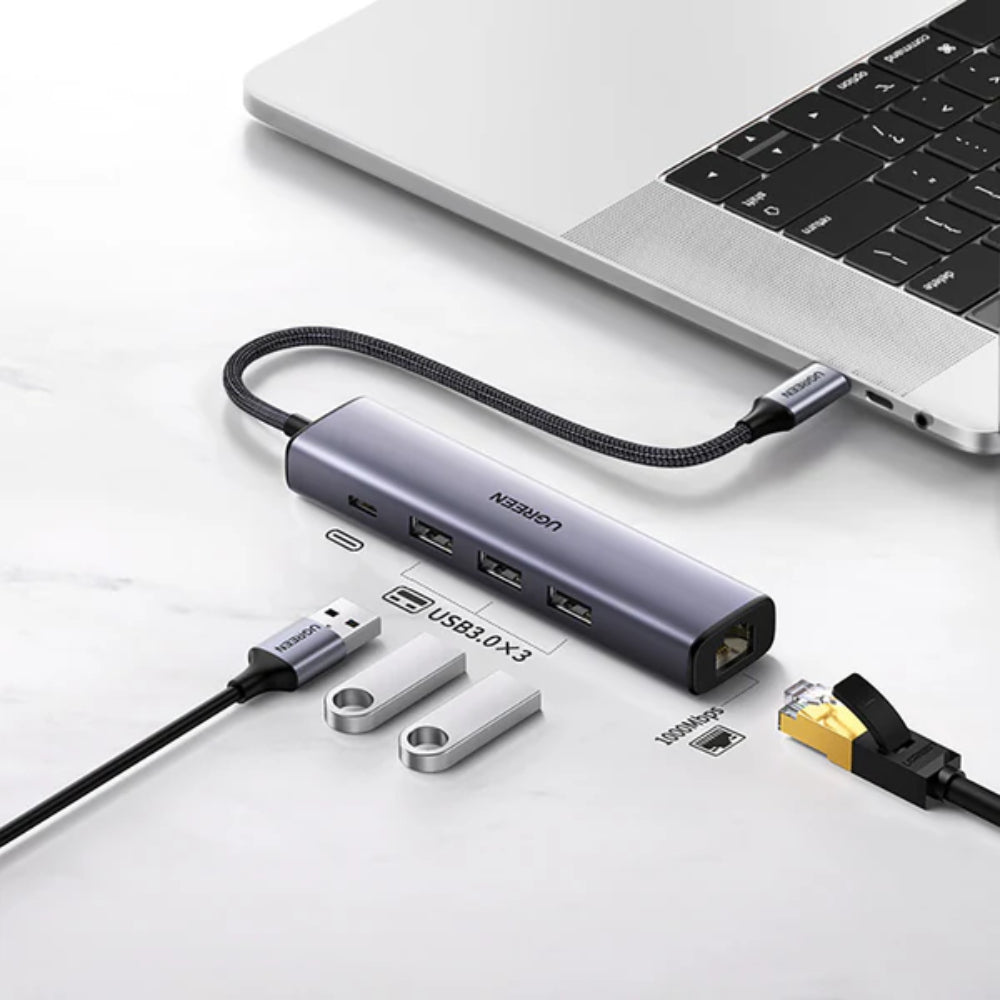 UGREEN 20932 | USB-C to Gigabit Ethernet Adapter | 10/100/1000Mbps | Plug & Play | Aluminum Alloy | For MacBook, Laptop, Tablet, PC