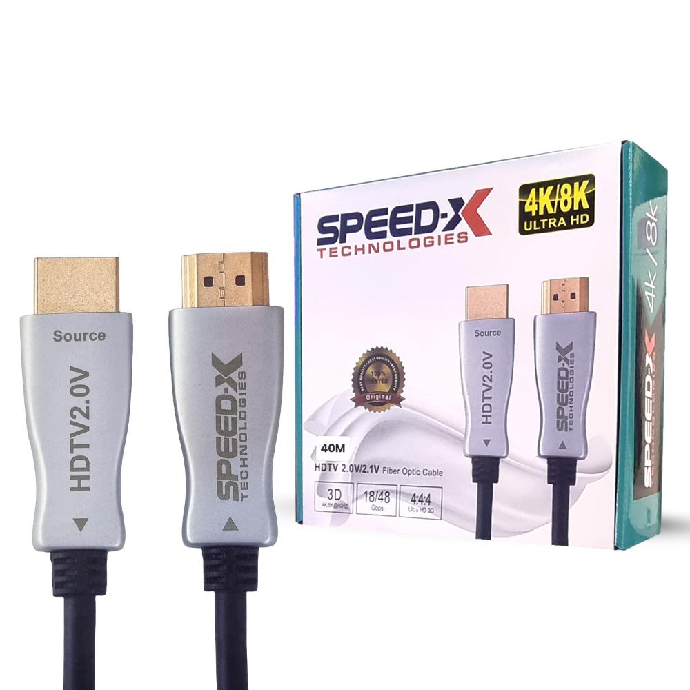 Speed-X Fiber HDMI Cable 2.0/2.1 AOC | Active Optical HDMI Cable | 4K 60Hz & 8K UHD | HDR | 30AWG Copper | 10M–100M
