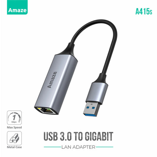 Amaze A415s | USB 3.0 to Gigabit Ethernet Adapter | 1000 Mbps, Plug & Play, Aluminum Alloy Design