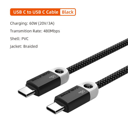 CABLETIME CUP4 USB-C to USB-C Fast Charge Cable | 1m / 2m | 60W Power Delivery | Braided Jacket & Smart Chip