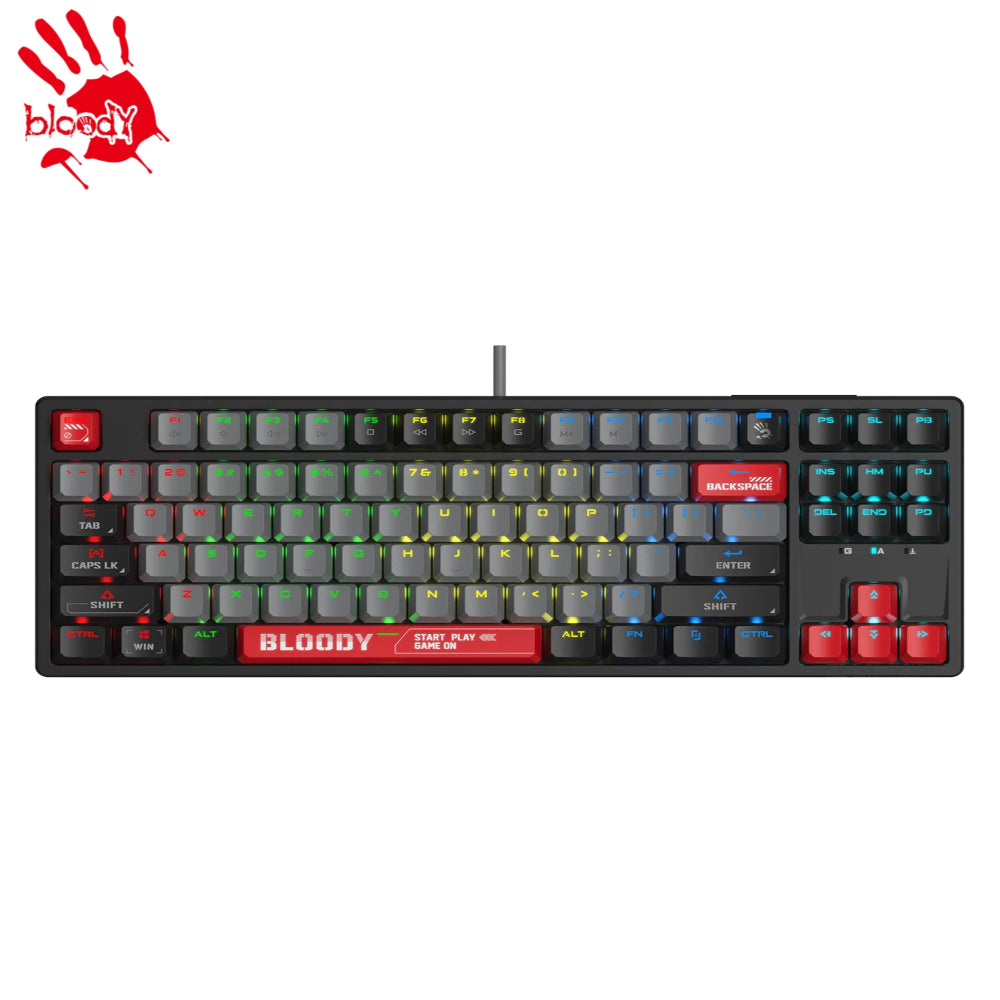 Bloody S87 | RGB BLMS TKL Mechanical Gaming Keyboard – 75% Compact (87+1 Keys) – Energy Red US Layout