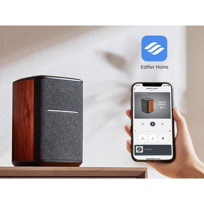 Edifier MS50A Wireless Smart Speaker | Wi-Fi + Bluetooth | Multi-Room Audio | AirPlay 2 | Alexa Compatible | Brown