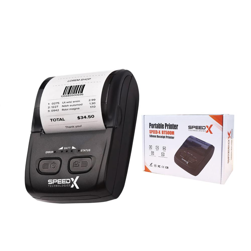 Speed-X BT500M | Mini Portable Bluetooth + USB Thermal Printer (58mm) | High-Speed, Lightweight, Mobile Printing