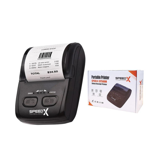 Speed-X BT500M | Mini Portable Bluetooth + USB Thermal Printer (58mm) | High-Speed, Lightweight, Mobile Printing