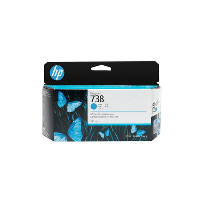HP 738 Ink Cartridge Set | 130ml | Black, Cyan, Magenta, Yellow | Original DesignJet Ink