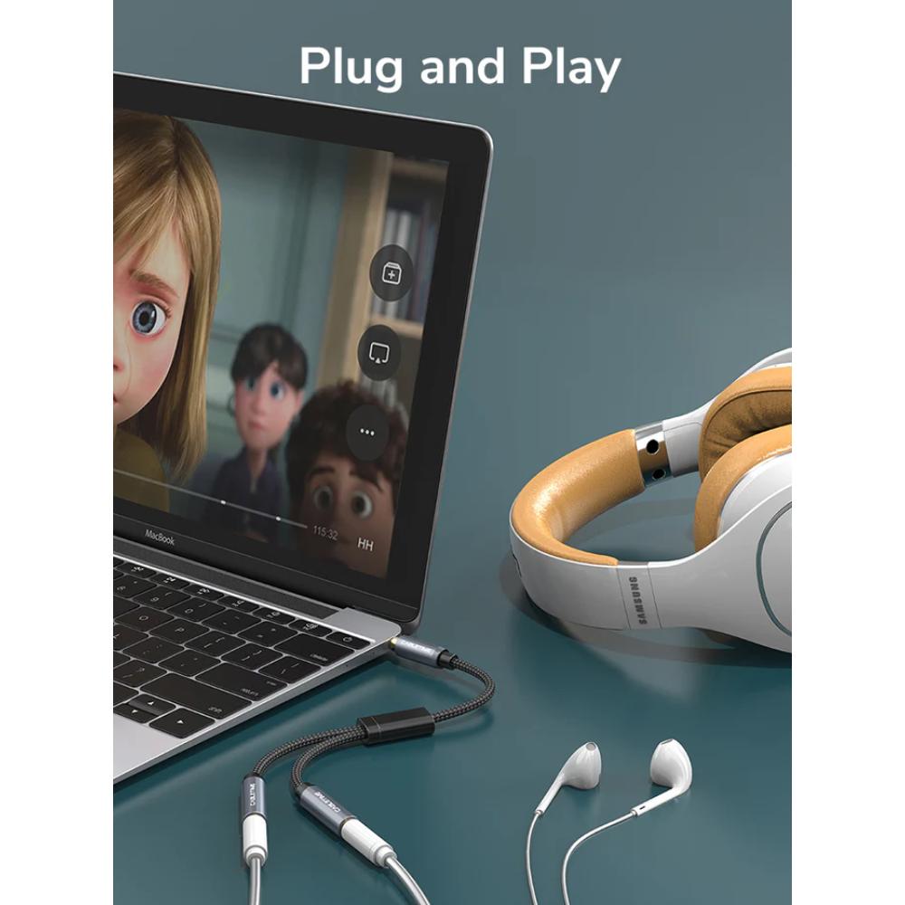 CABLETIME CF14B 3.5mm Male to Dual RCA Female Audio Cable | Y Adapter, Gold-Plated, Nylon Jacket