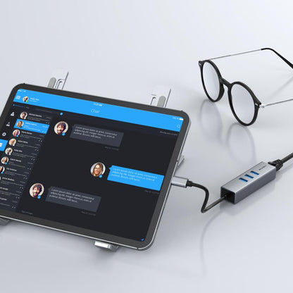 CABLETIME CB54G | USB-C 3-Port Hub with Gigabit LAN | 3× USB-A 3.0 5Gbps | 1000Mbps Ethernet | Aluminum Shell | Plug & Play